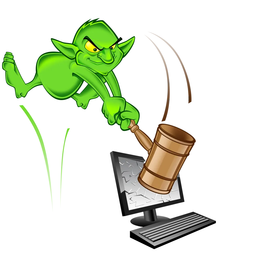 The CGE gremlin dealing with a broken monitor